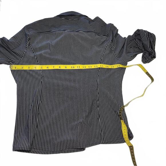 Express Women's XL Black and White Striped Button-Up Blouse - Picture 6 of 8